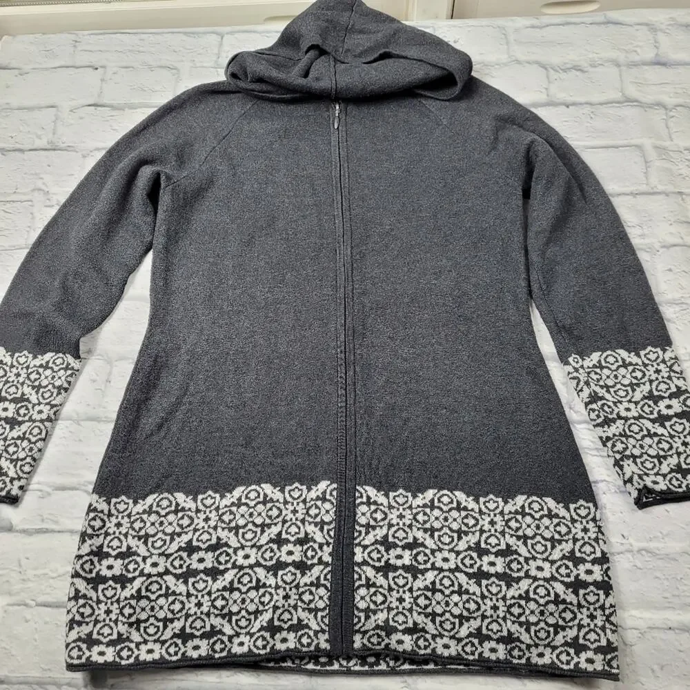 Cynthia Rowley Hooded Nordic Zip Cardigan size Medium